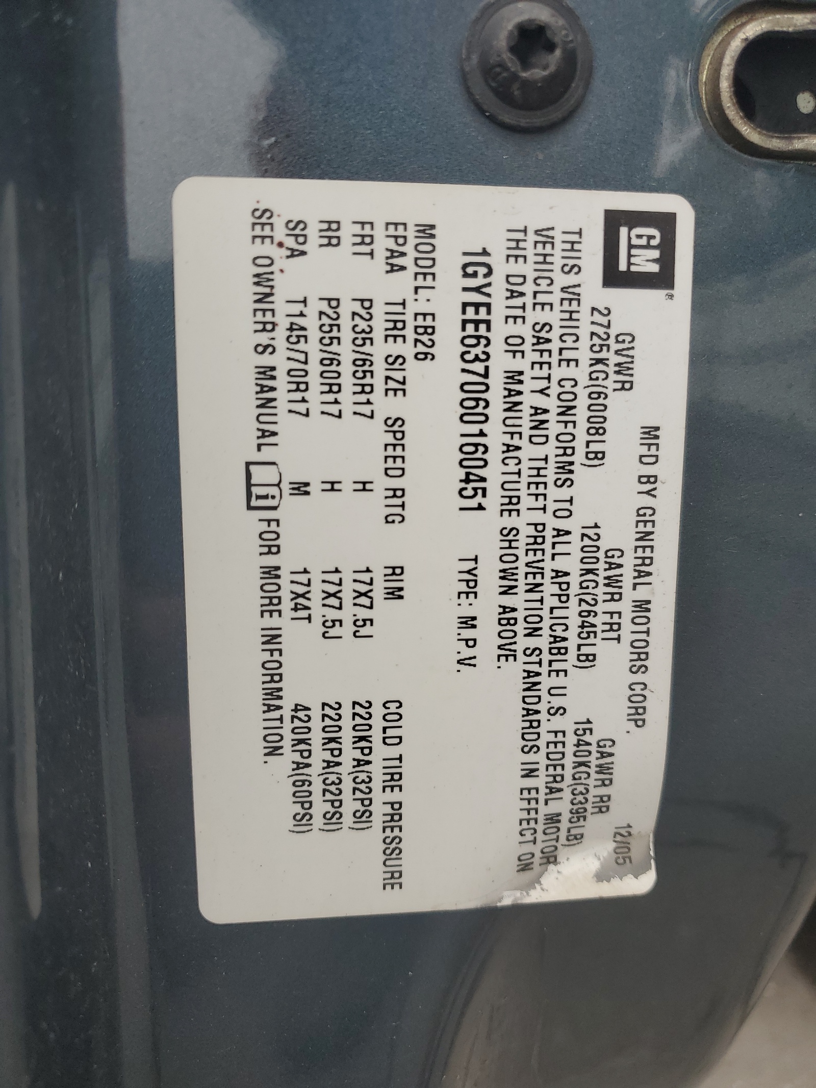 1GYEE637060160451 2006 Cadillac Srx