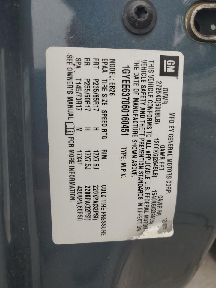 2006 Cadillac Srx VIN: 1GYEE637060160451 Lot: 66437894