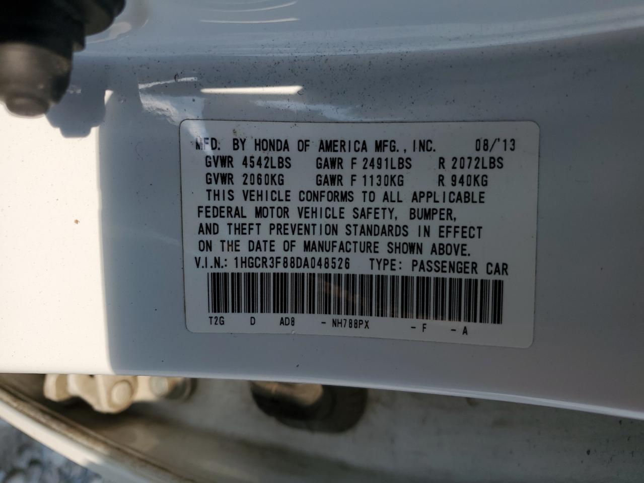 1HGCR3F88DA048526 2013 Honda Accord Exl