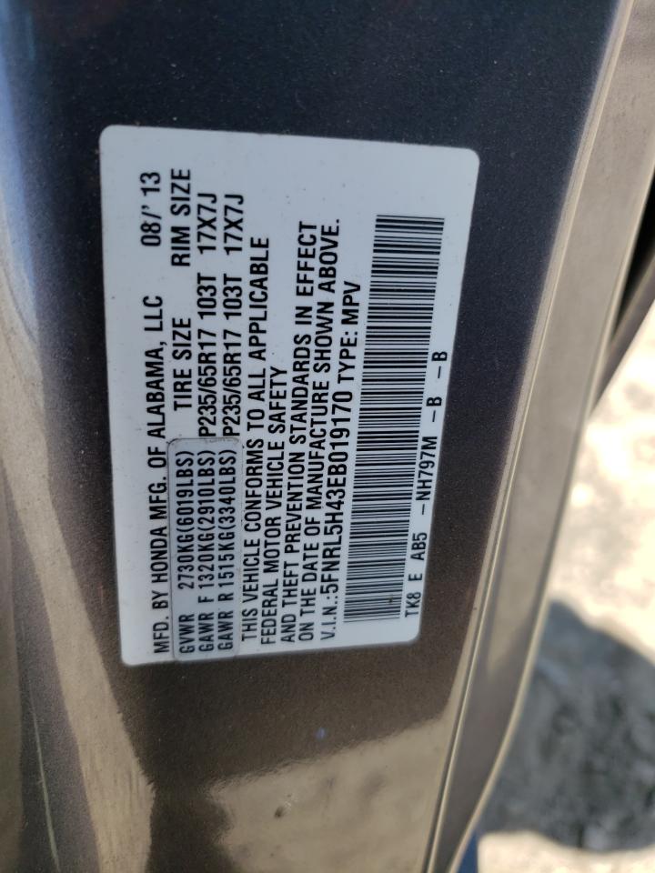 5FNRL5H43EB019170 2014 Honda Odyssey Ex