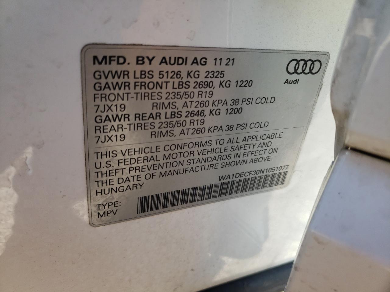 WA1DECF30N1051077 2022 Audi Q3 Premium S Line 45