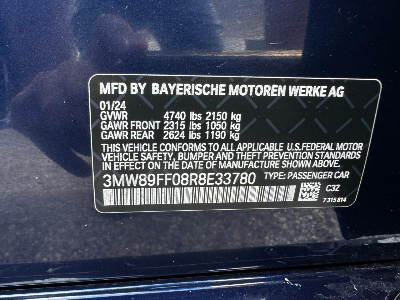 3MW89FF08R8E33780 2024 BMW 3 SERIES - Image 14