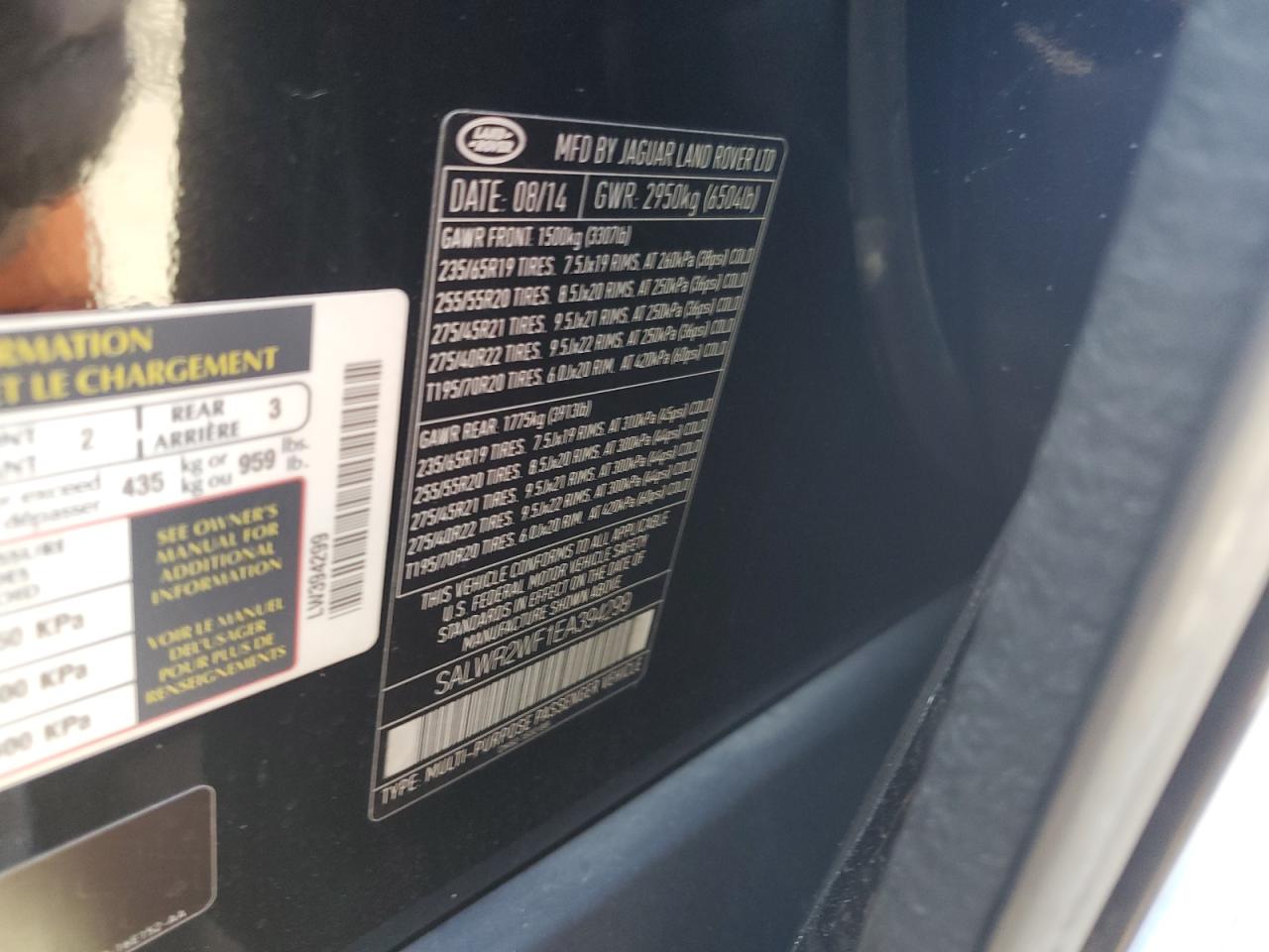 2014 Land Rover Range Rover Sport Hse VIN: SALWR2WF1EA394299 Lot: 69271724