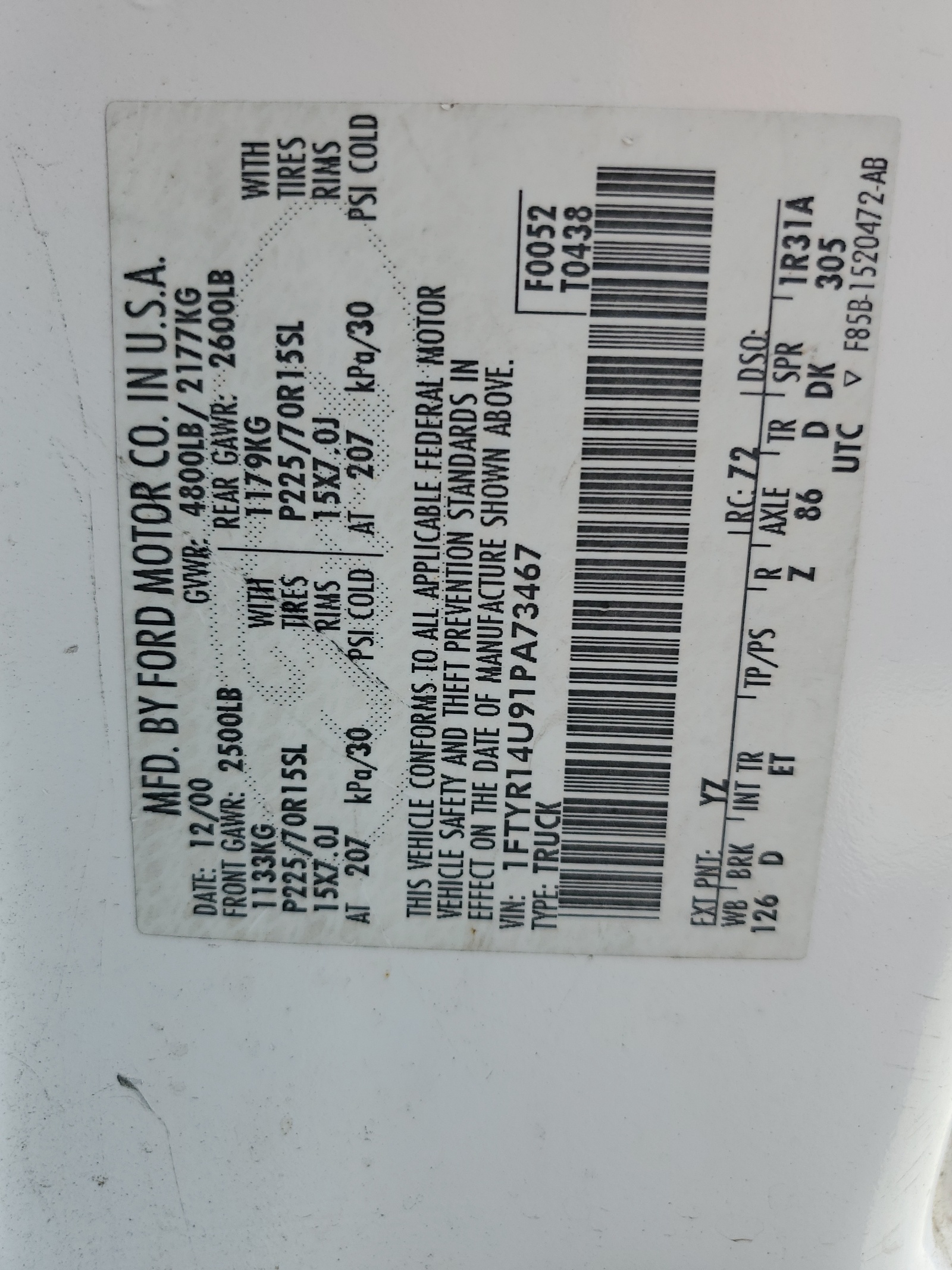 1FTYR14U91PA73467 2001 Ford Ranger Super Cab