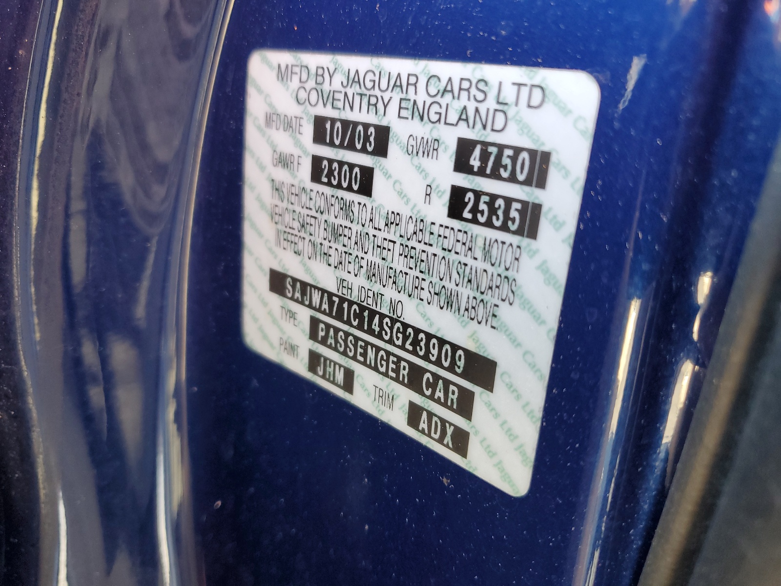 SAJWA71C14SG23909 2004 Jaguar Xj8