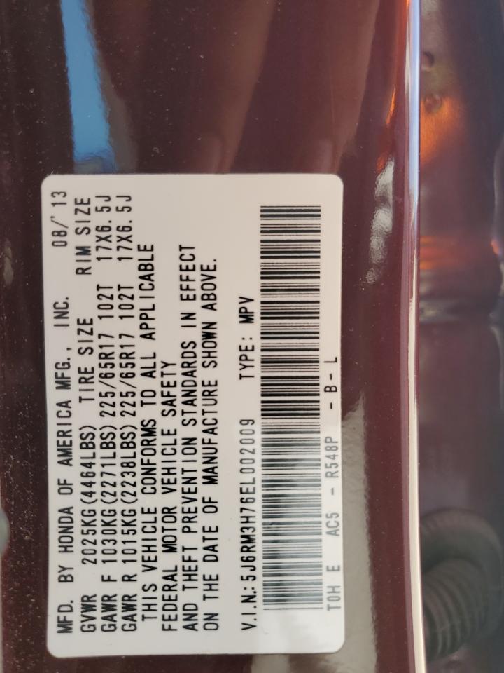 2014 Honda Cr-V Exl VIN: 5J6RM3H76EL002009 Lot: 68437814