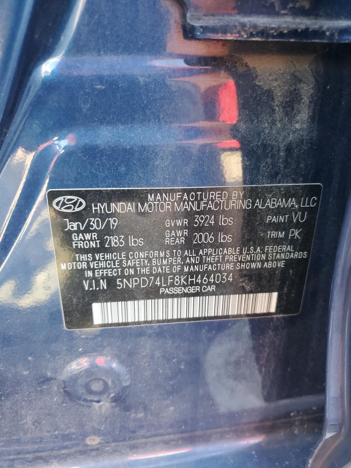 2019 Hyundai Elantra Se VIN: 5NPD74LF8KH464034 Lot: 84588305