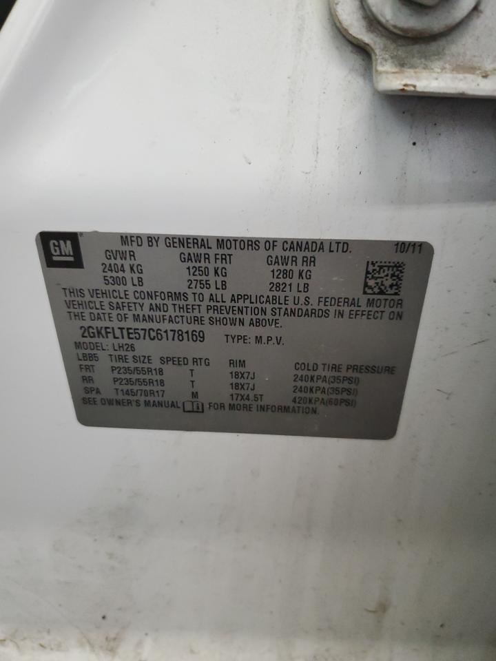 2012 GMC Terrain Sle VIN: 2GKFLTE57C6178169 Lot: 68314584