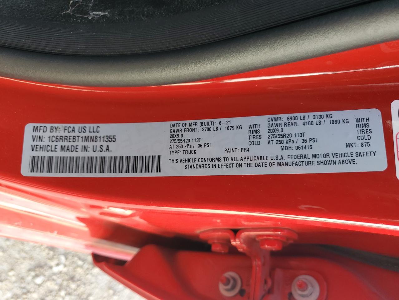 2021 Ram 1500 Big Horn/Lone Star VIN: 1C6RREBT1MN811355 Lot: 66741744