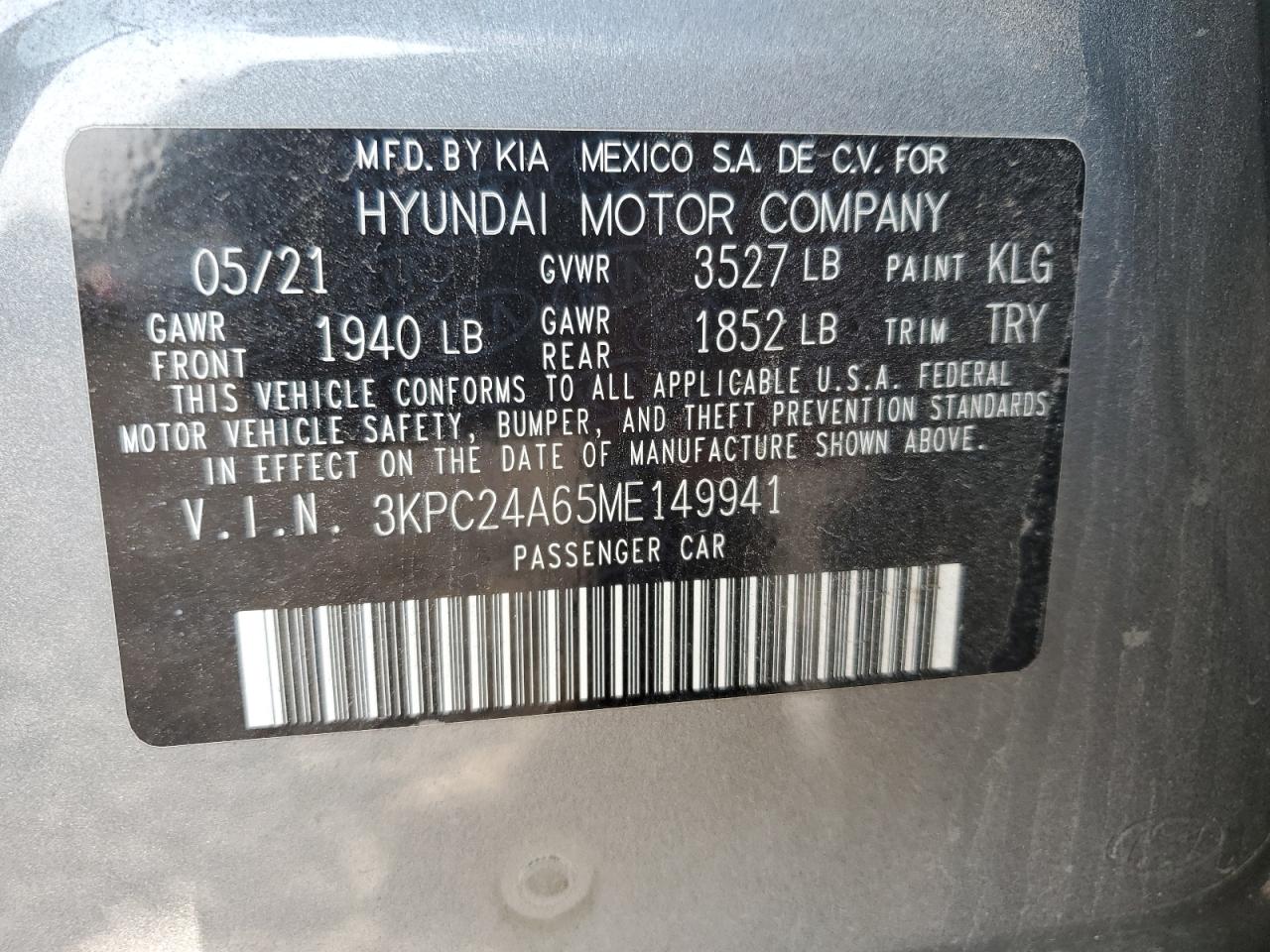 3KPC24A65ME149941 2021 HYUNDAI ACCENT - Image 12