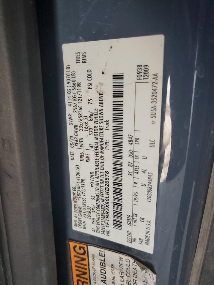 2020 Ford Transit T-250 VIN: 1FTBR3X80LKB26878 Lot: 66173194