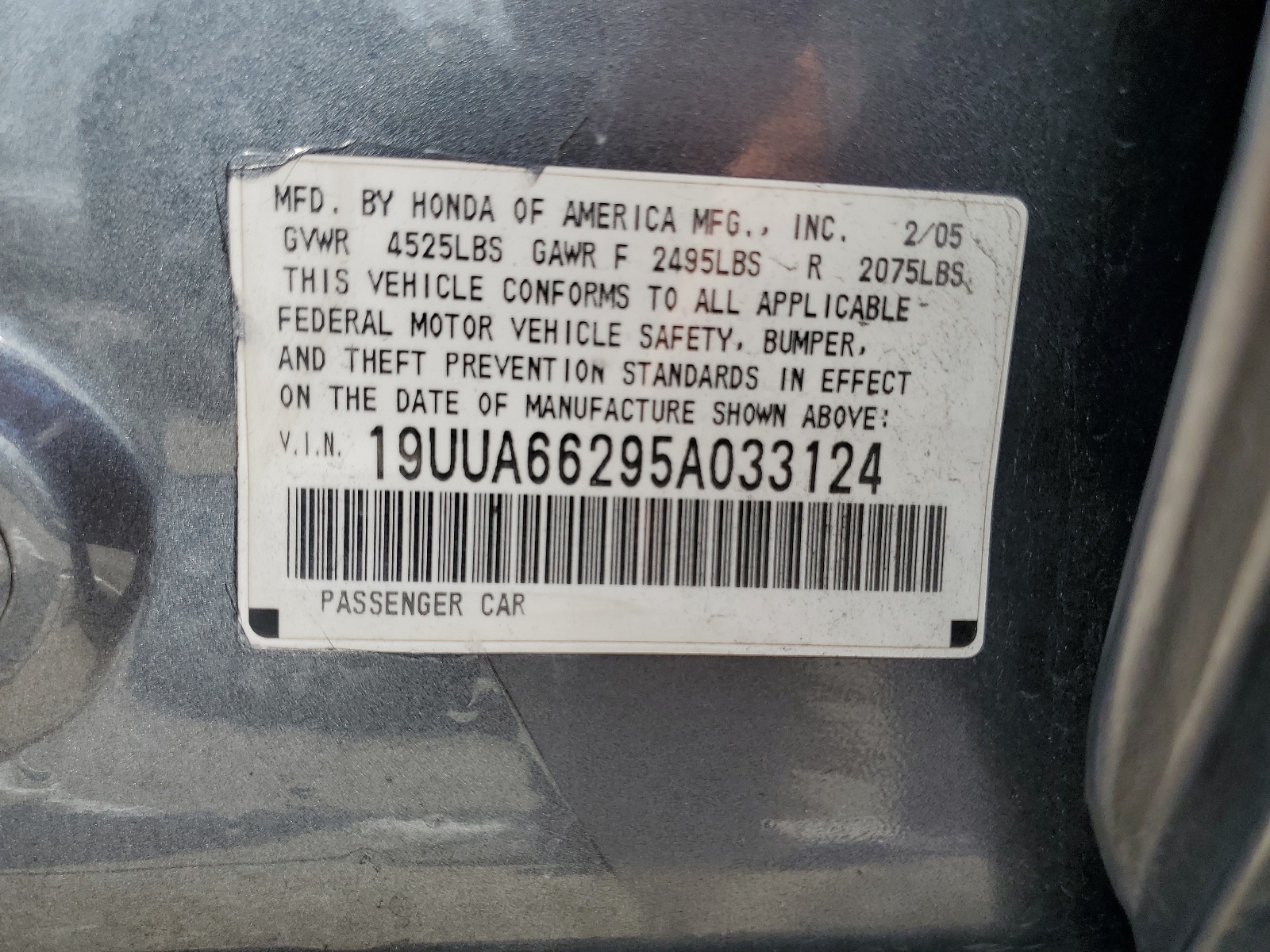 19UUA66295A033124 2005 Acura Tl