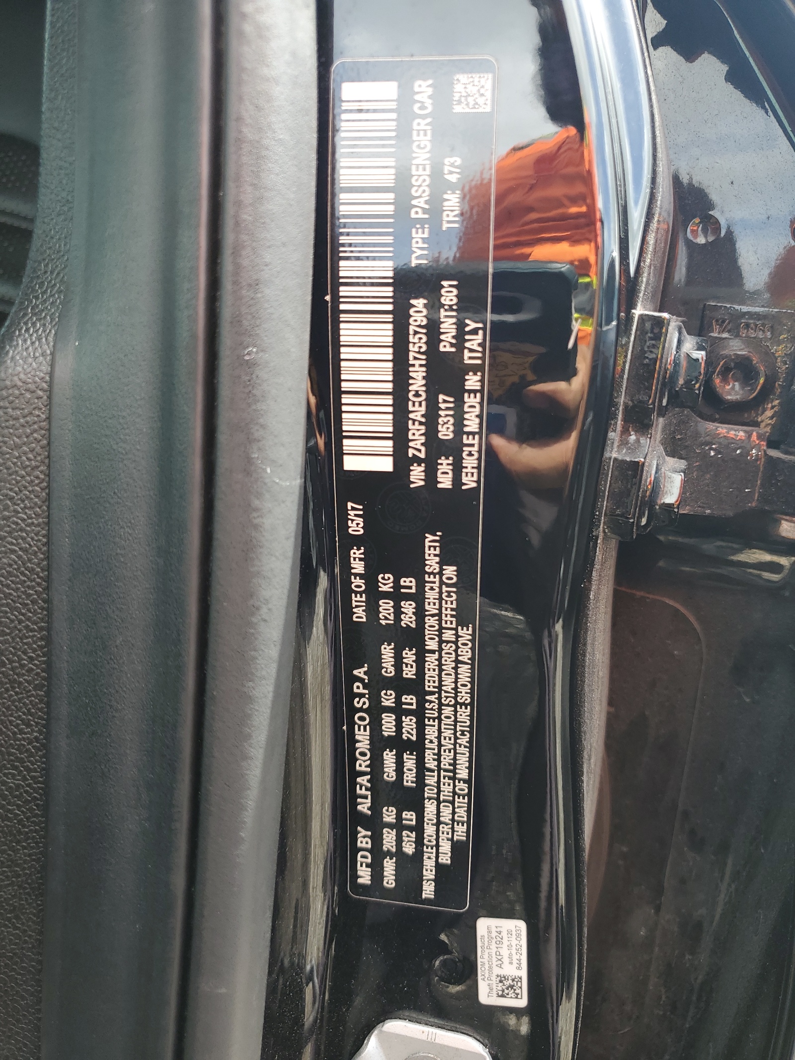 ZARFAECN4H7557904 2017 Alfa Romeo Giulia Ti