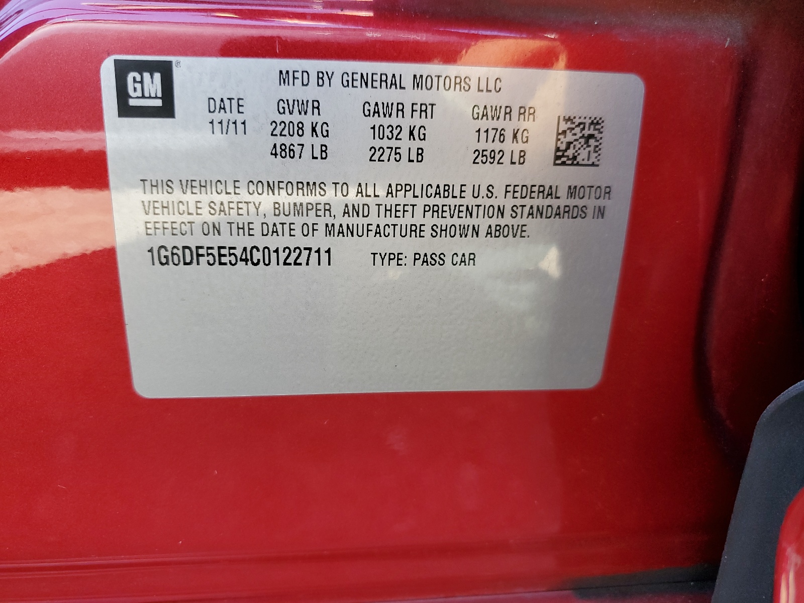 1G6DF5E54C0122711 2012 Cadillac Cts Luxury Collection