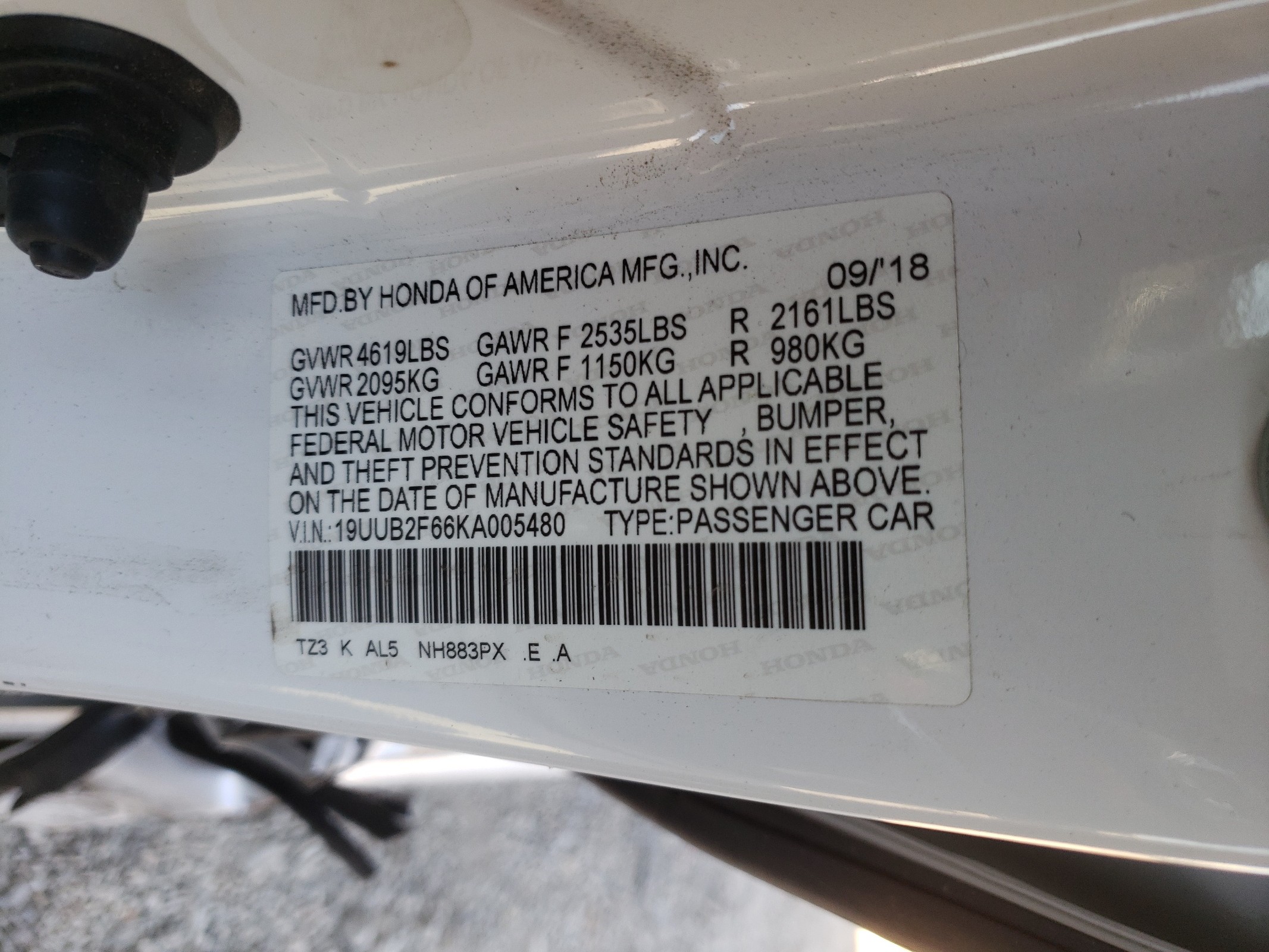 19UUB2F66KA005480 2019 Acura Tlx Technology