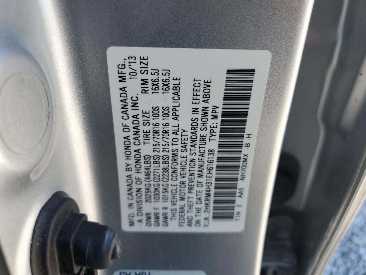 2HKRM4H31EH616138 2014 Honda Cr-V Lx