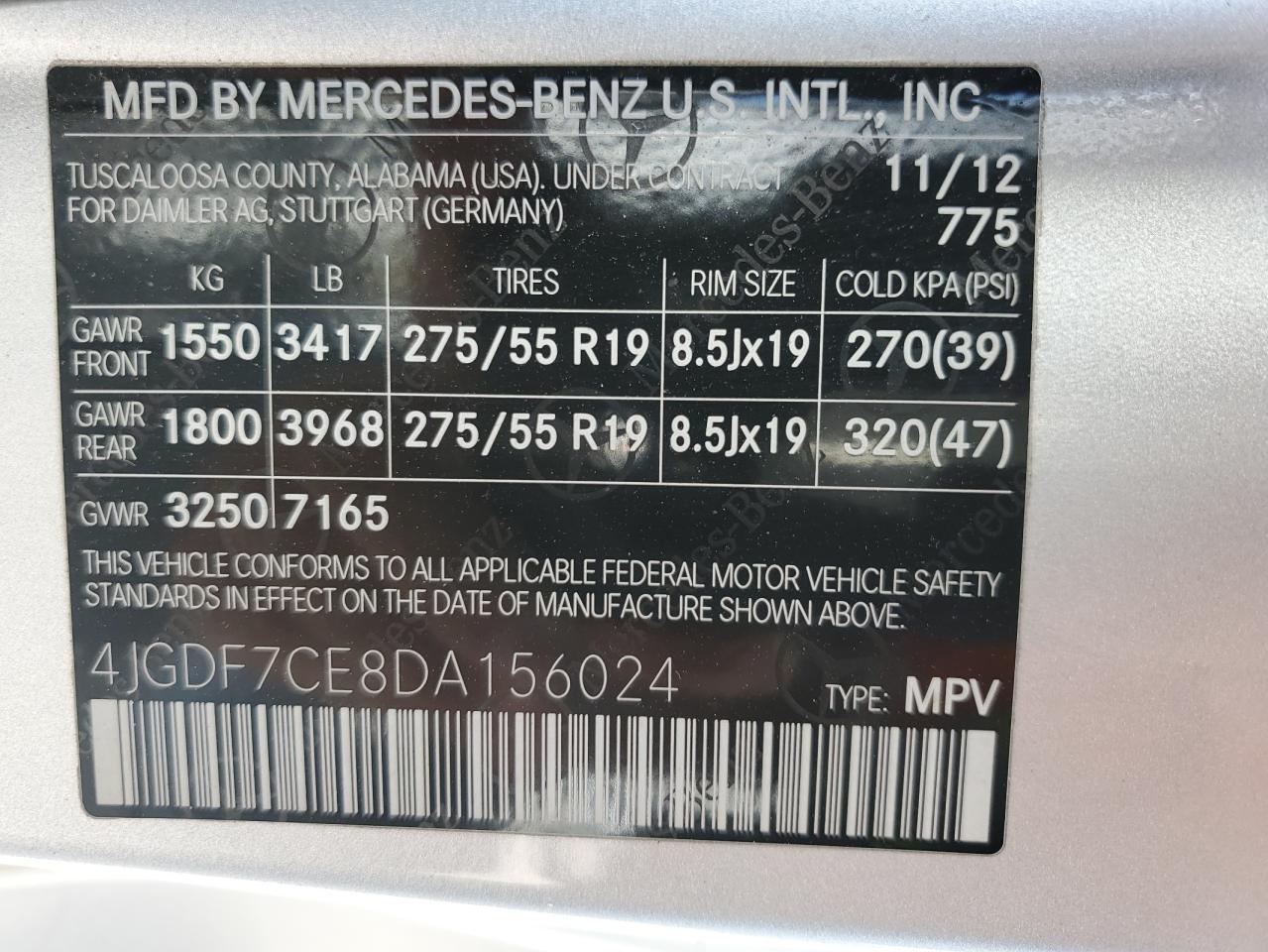 VIN 4JGDF7CE8DA156024 2013 MERCEDES-BENZ GL-CLASS no.13