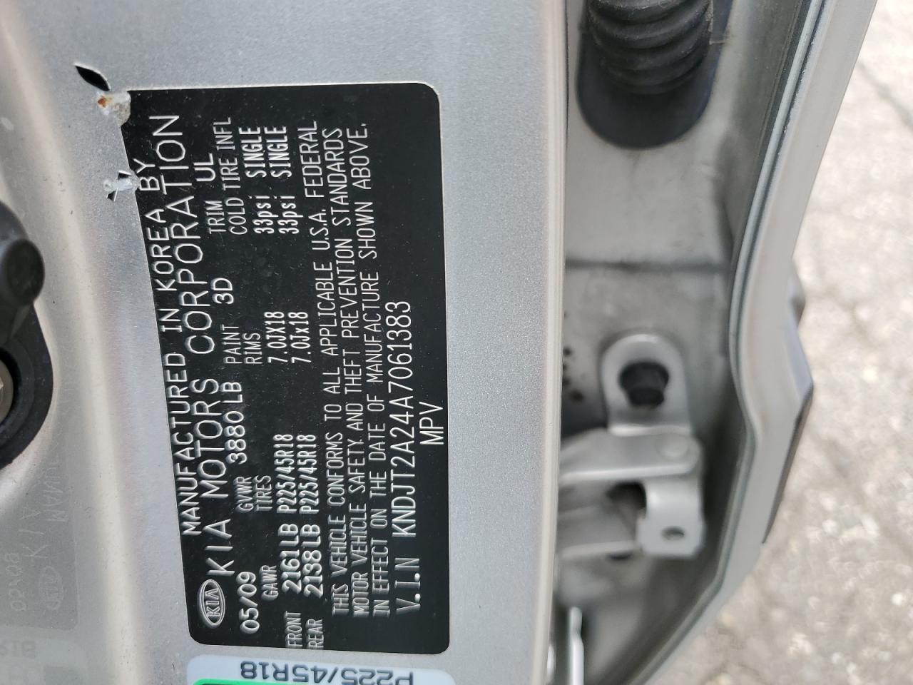 2010 Kia Soul + VIN: KNDJT2A24A7061383 Lot: 65385624