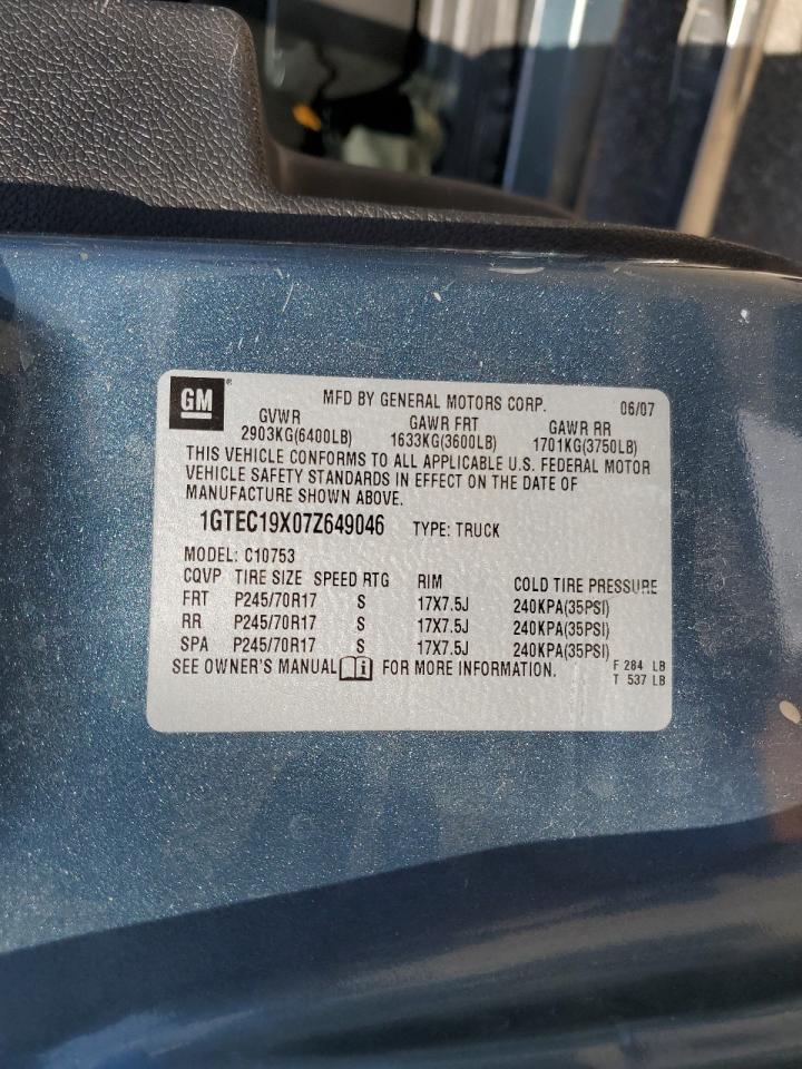 2007 GMC New Sierra C1500 Classic VIN: 1GTEC19X07Z649046 Lot: 67352354