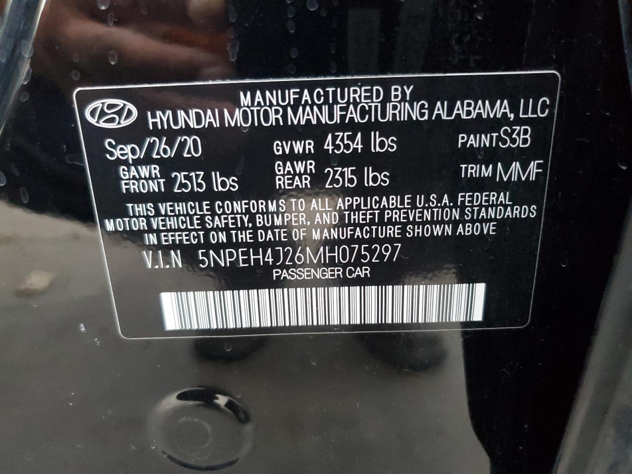 5NPEH4J26MH075297 2021 Hyundai Sonata Limited