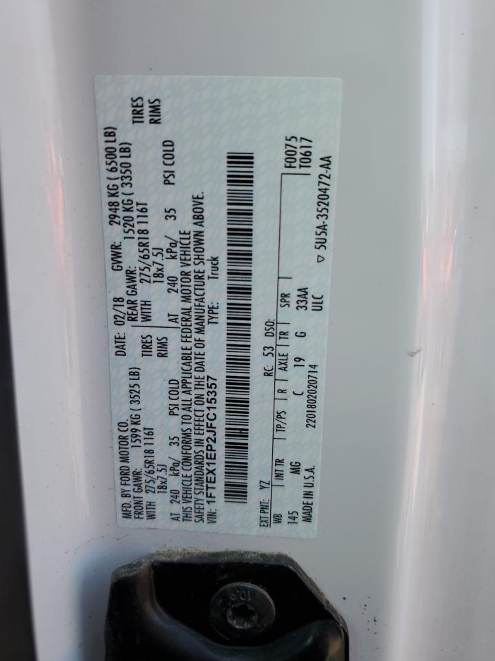 1FTEX1EP2JFC15357 2018 Ford F150 Super Cab