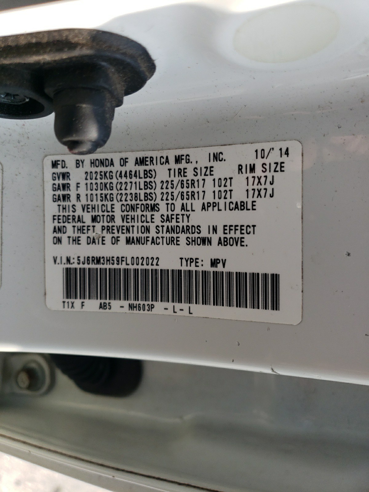 5J6RM3H59FL002022 2015 Honda Cr-V Ex