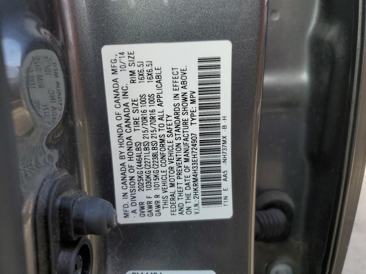 2HKRM4H33EH724907 2014 Honda Cr-V Lx