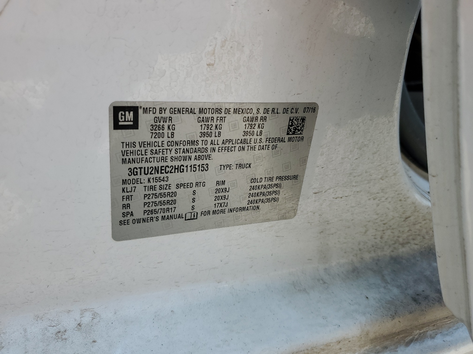 3GTU2NEC2HG115153 2017 GMC Sierra K1500 Slt