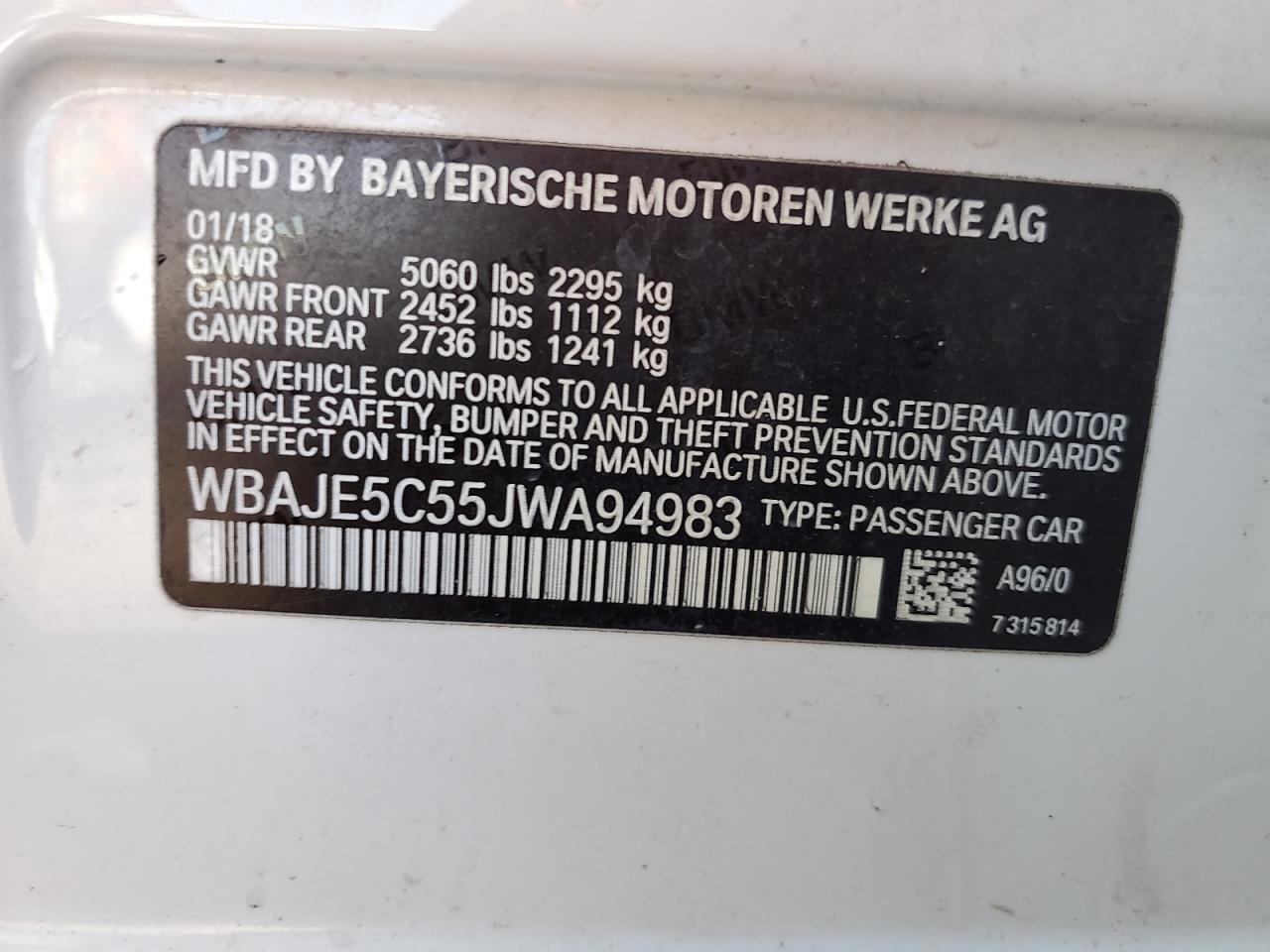 WBAJE5C55JWA94983 2018 BMW 540 I