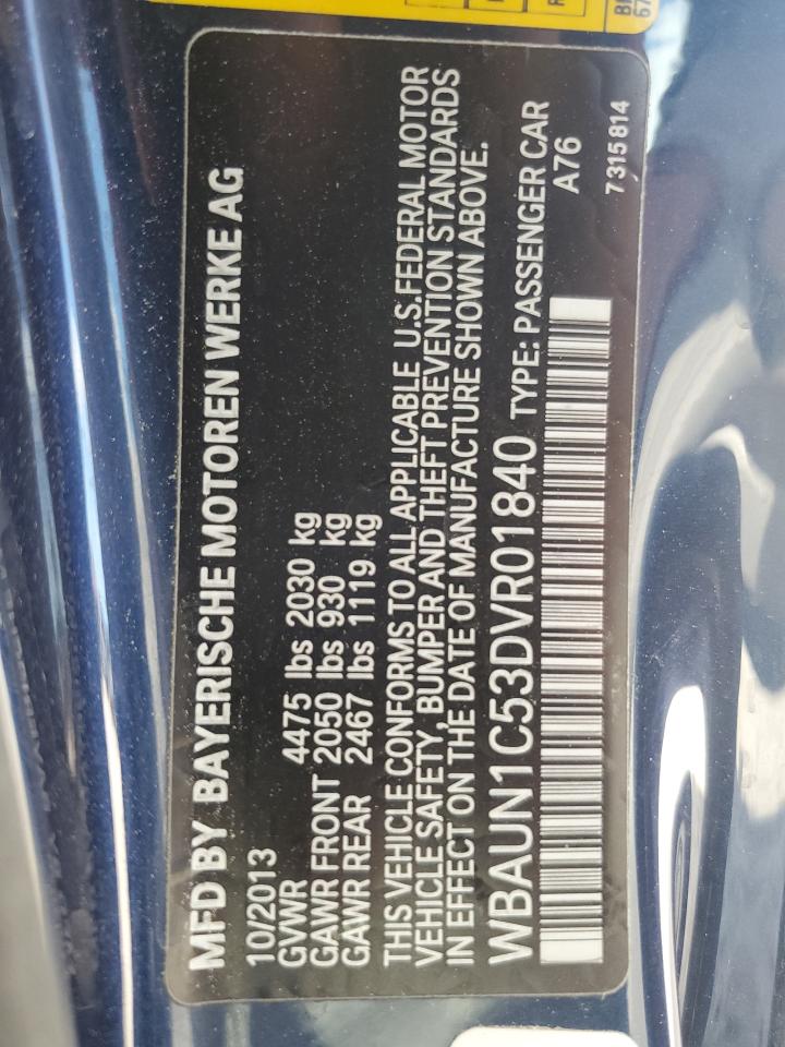 2013 BMW 128 I VIN: WBAUN1C53DVR01840 Lot: 68056954