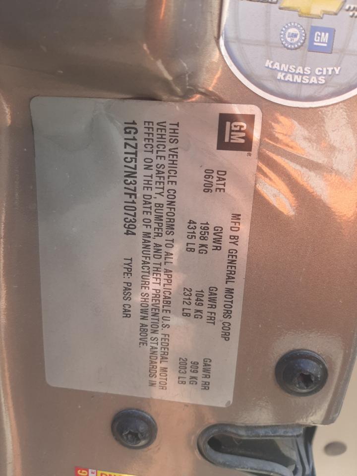 2007 Chevrolet Malibu Lt VIN: 1G1ZT57N37F107394 Lot: 60003354