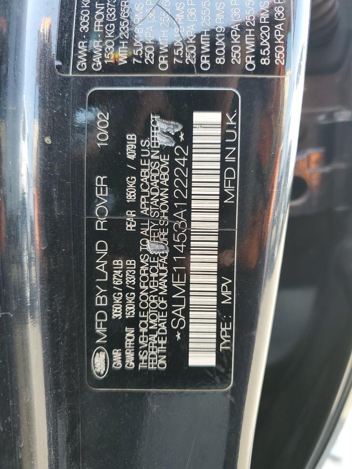 2003 Land Rover Range Rover Hse VIN: SALME11453A122242 Lot: 64914604