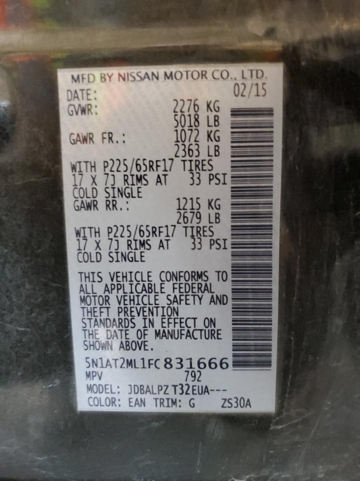 5N1AT2ML1FC831666 2015 Nissan Rogue S