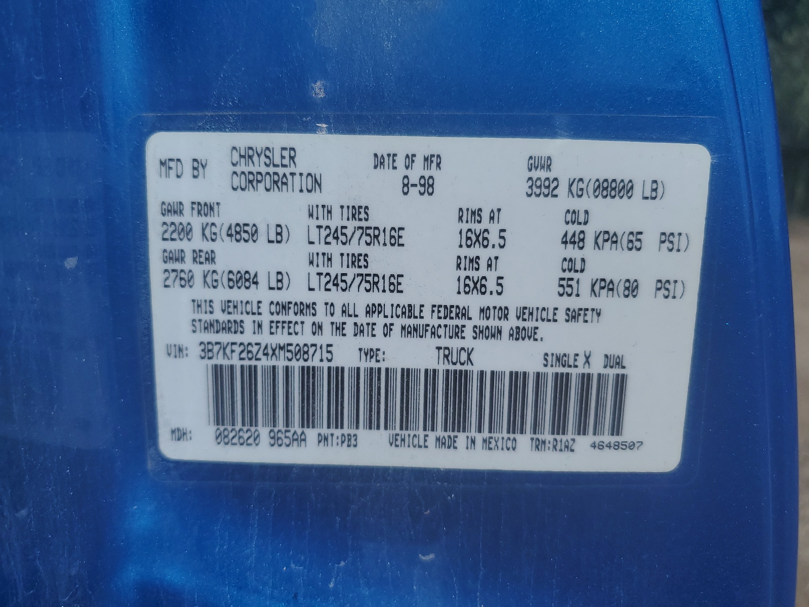 3B7KF26Z4XM508715 1999 Dodge Ram 2500