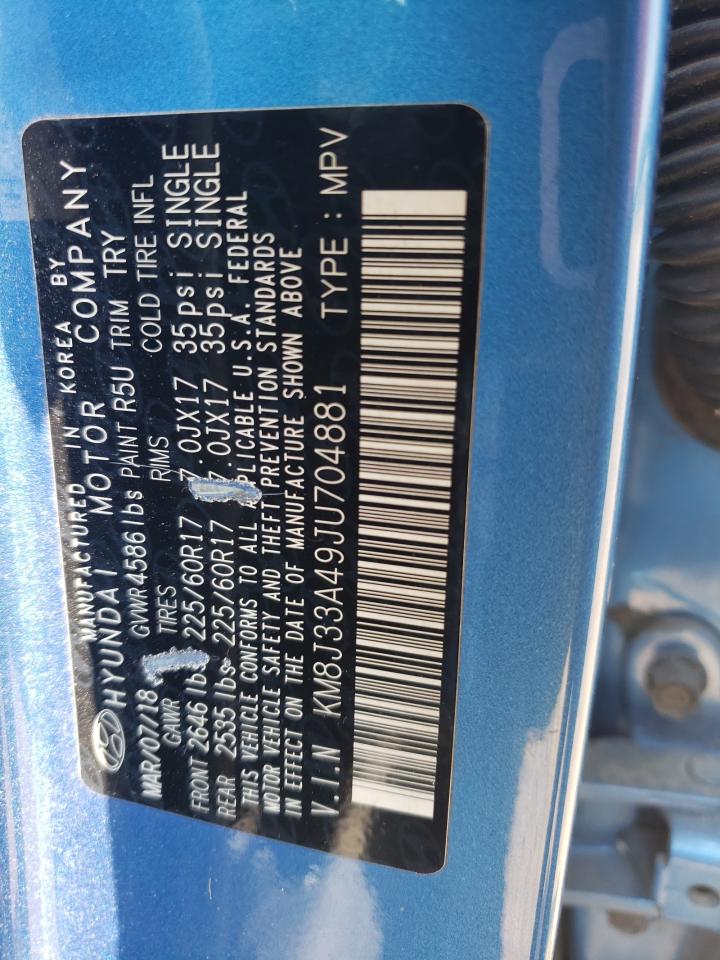 2018 Hyundai Tucson Sel VIN: KM8J33A49JU704881 Lot: 66553304