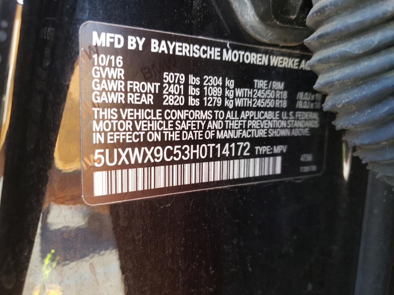 5UXWX9C53H0T14172 2017 BMW X3 xDrive28I