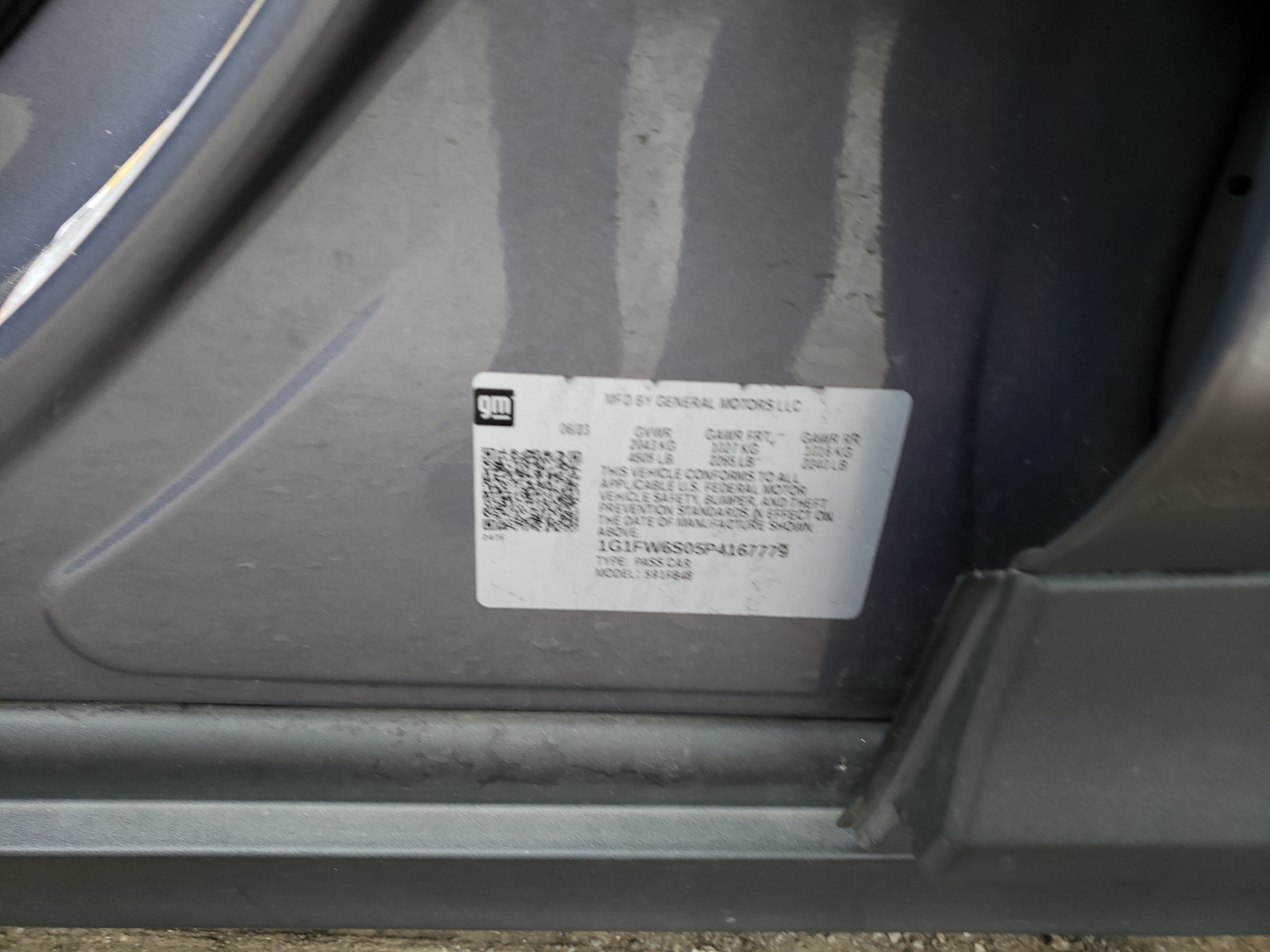 1G1FW6S05P4167779 2023 Chevrolet Bolt Ev 1Lt