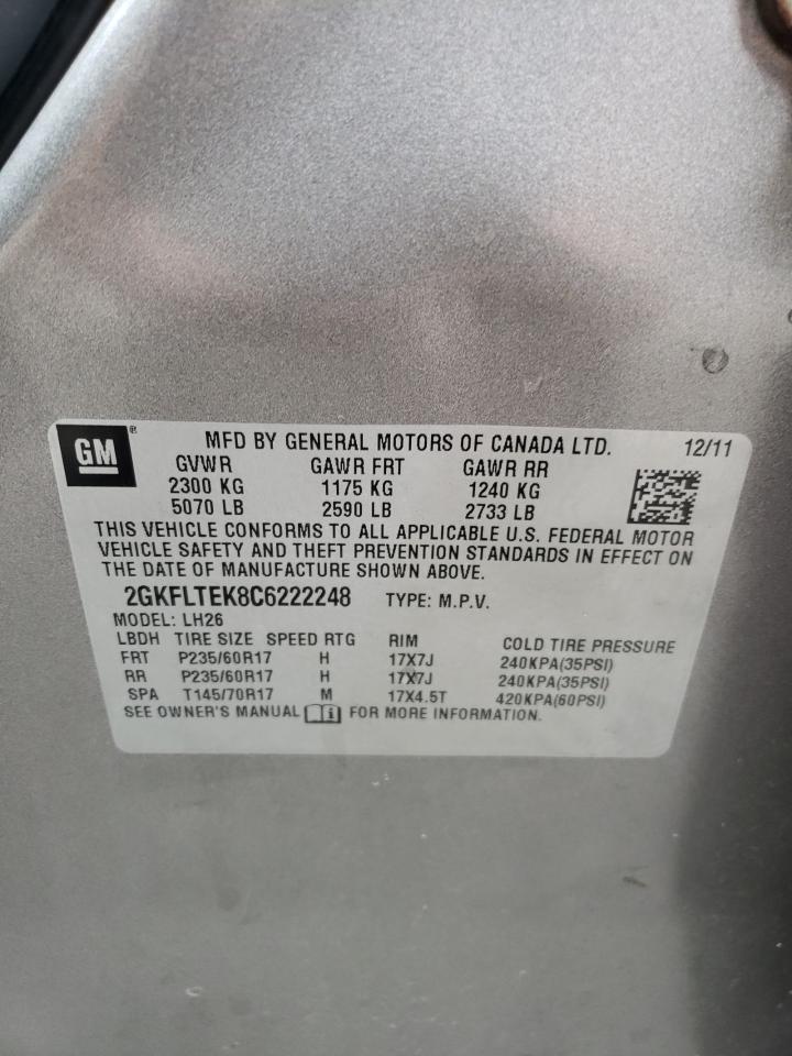 2012 GMC Terrain Sle VIN: 2GKFLTEK8C6222248 Lot: 66389534