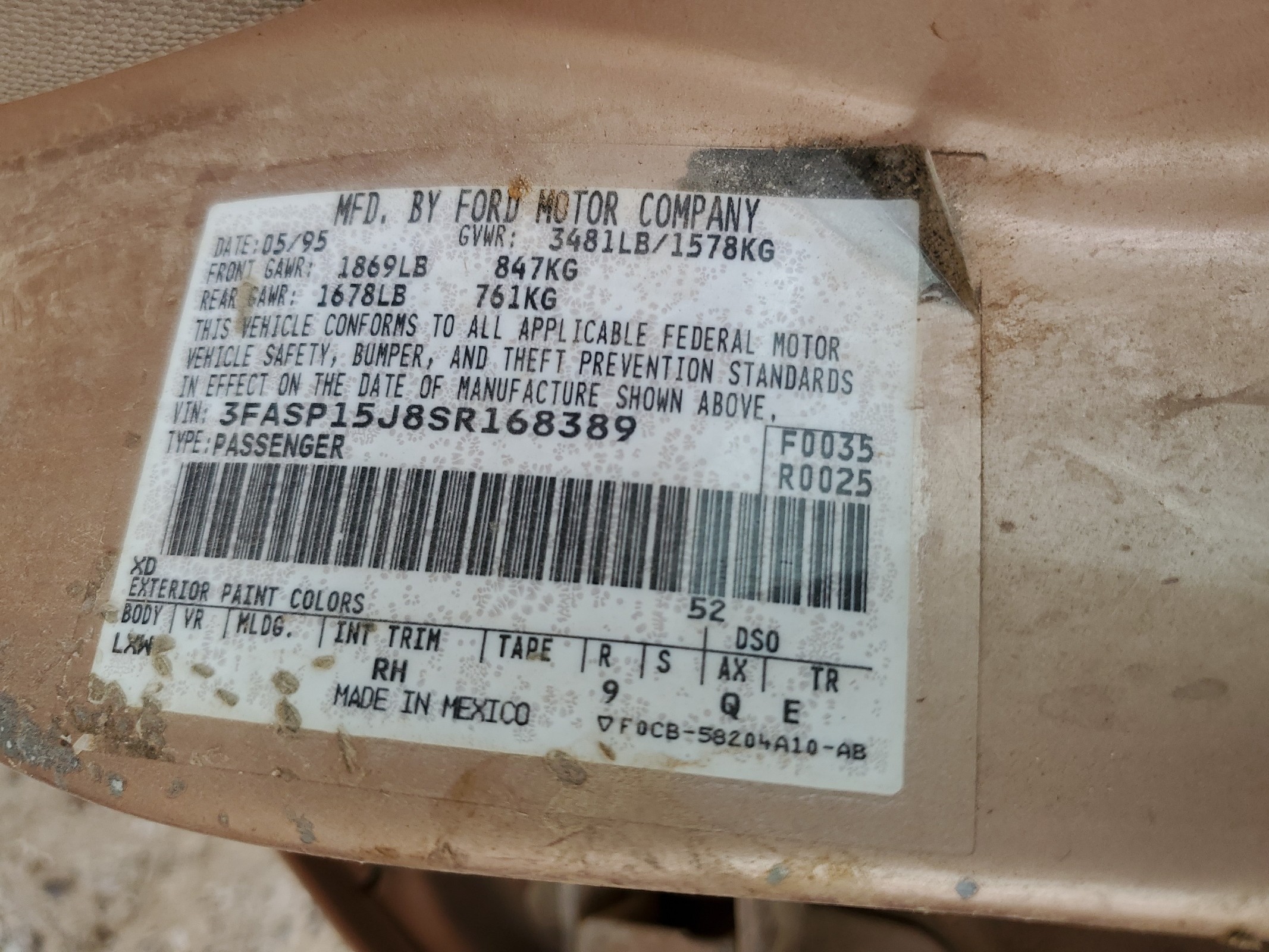 3FASP15J8SR168389 1995 Ford Escort Lx