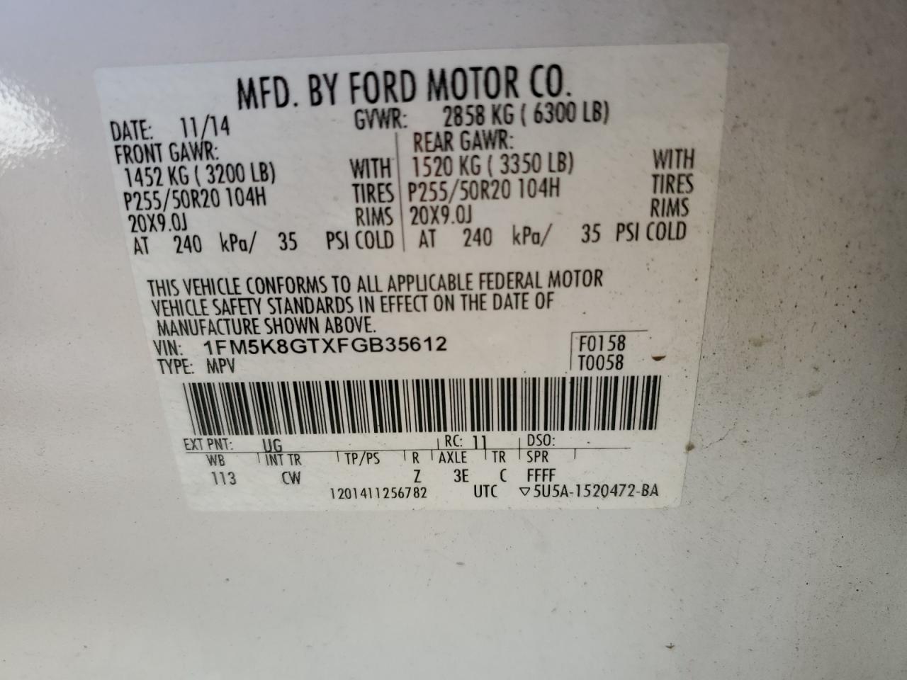 1FM5K8GTXFGB35612 2015 FORD EXPLORER - Image 13