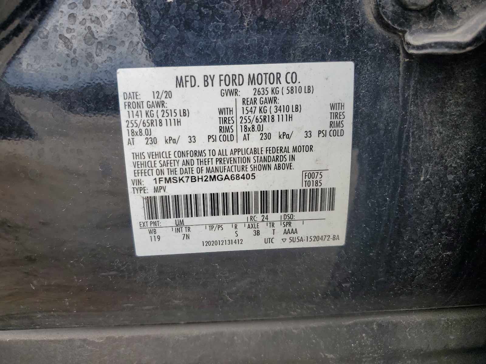 1FMSK7BH2MGA68405 2021 Ford Explorer