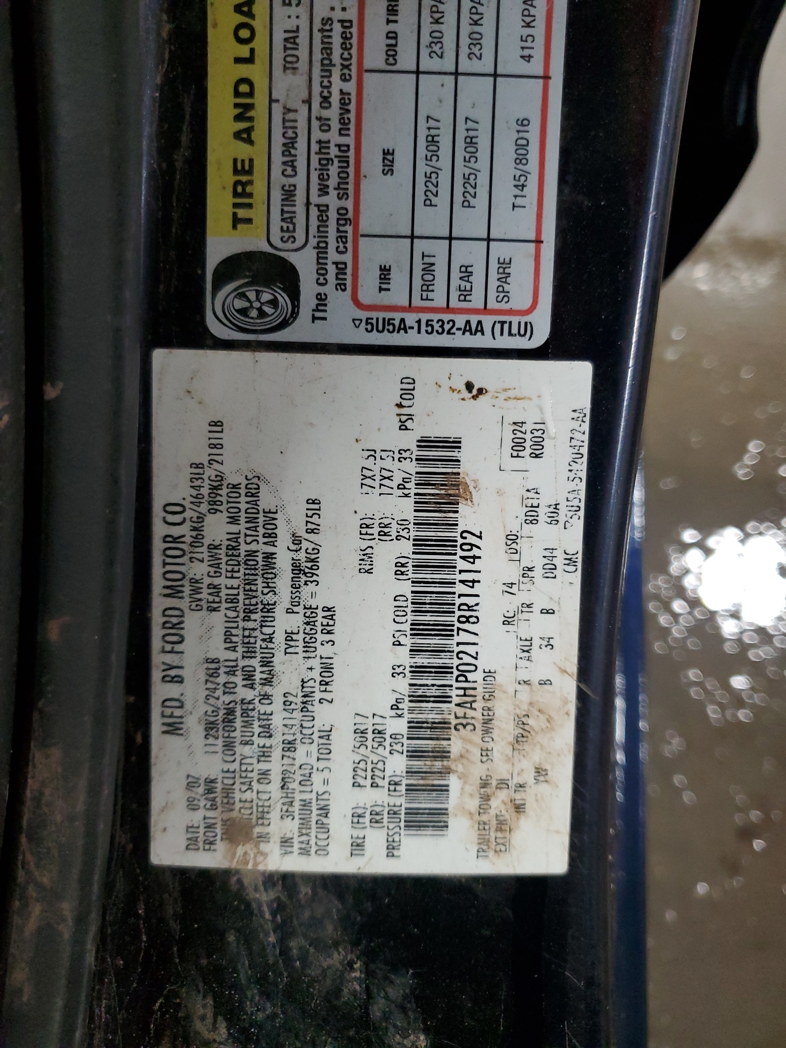 3FAHP02178R141492 2008 Ford Fusion Sel