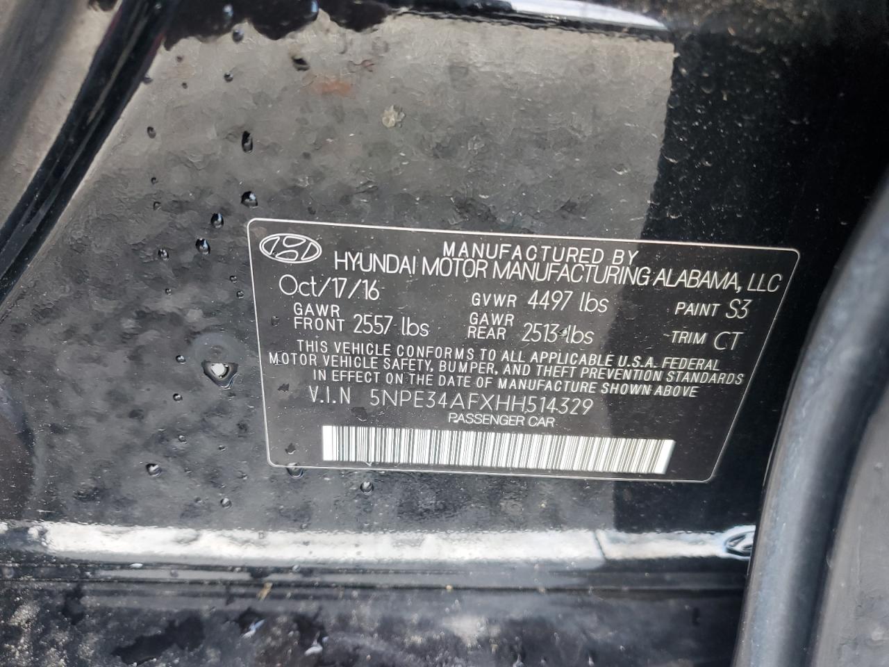 2017 Hyundai Sonata Sport VIN: 5NPE34AFXHH514329 Lot: 65603784