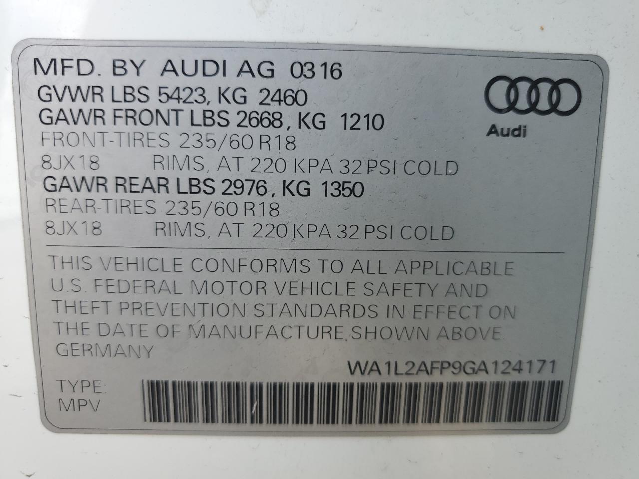 WA1L2AFP9GA124171 2016 Audi Q5 Premium Plus