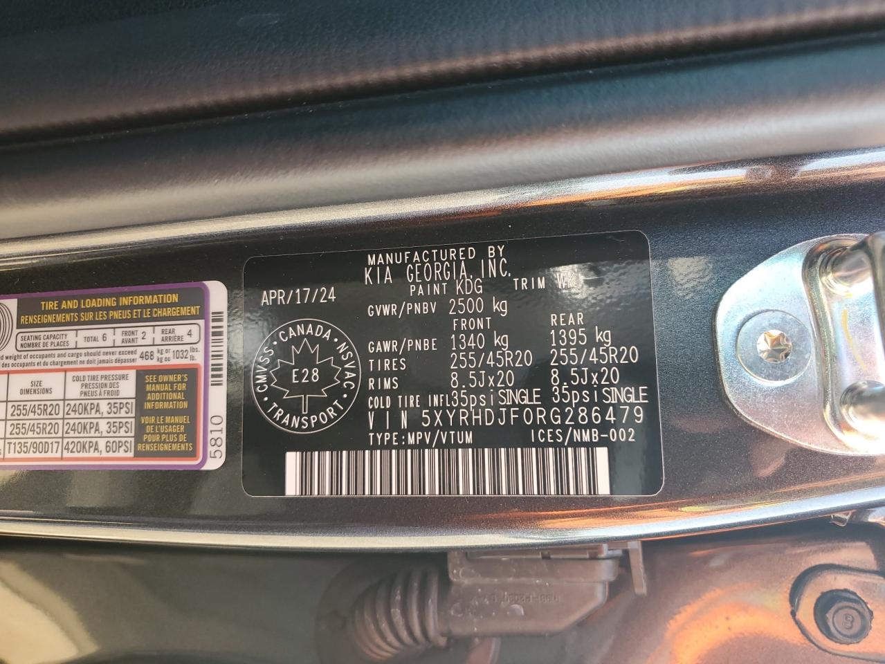 5XYRHDJF0RG286479 2024 Kia Sorento Ex