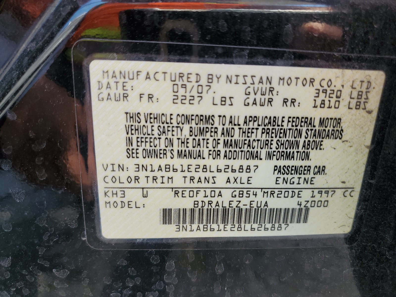3N1AB61E28L626887 2008 Nissan Sentra 2.0
