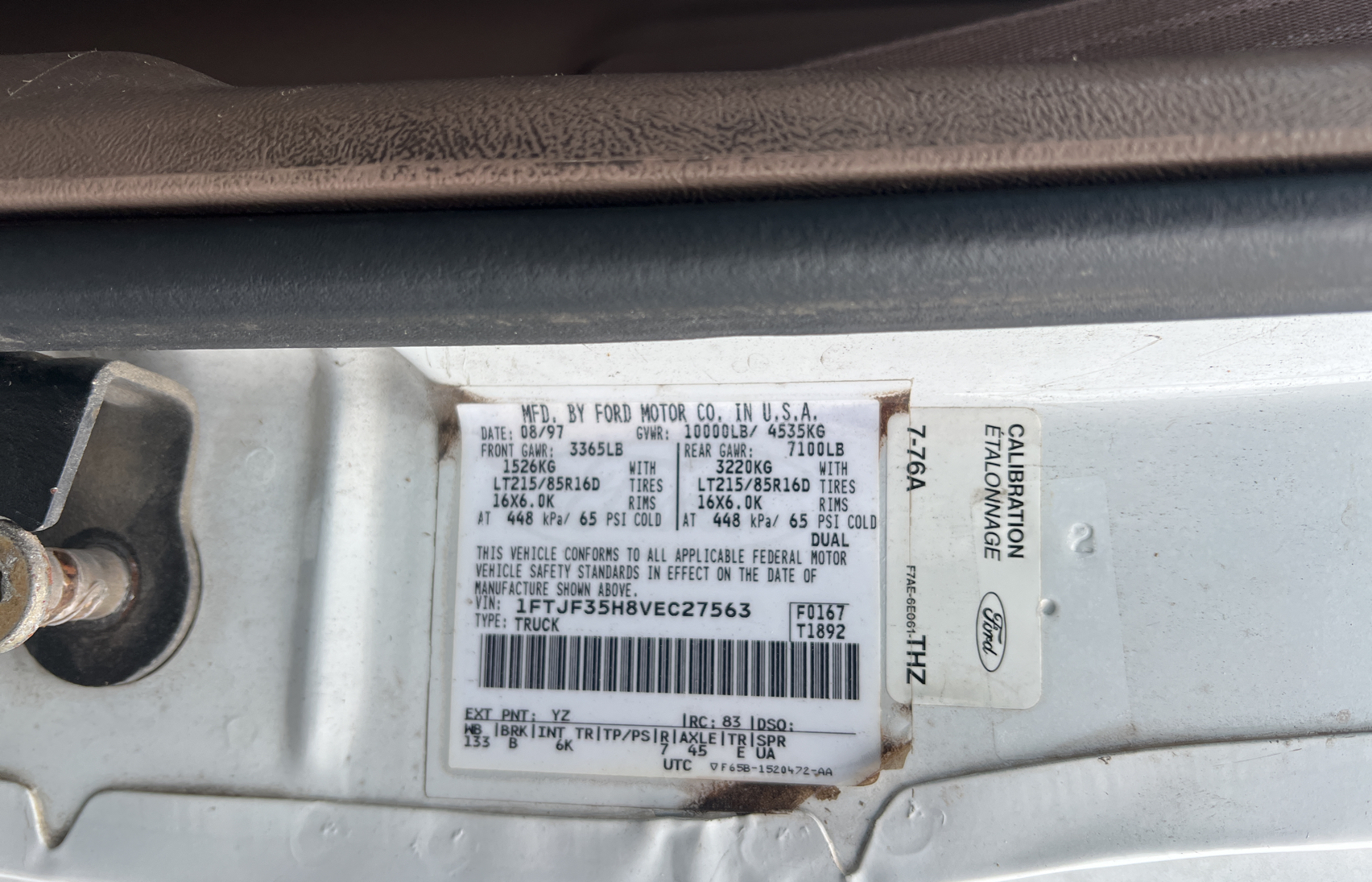 1FTJF35H8VEC27563 1997 Ford F350