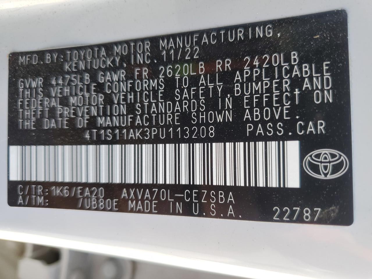 4T1S11AK3PU113208 2023 TOYOTA CAMRY - Image 12