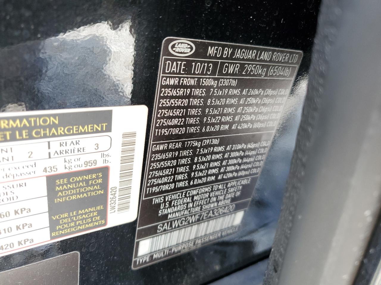 2014 Land Rover Range Rover Sport Se VIN: SALWG2WF7EA326420 Lot: 66086984