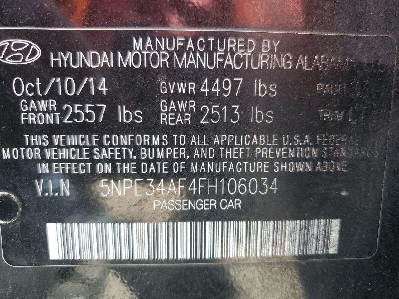 5NPE34AF4FH106034 2015 Hyundai Sonata Sport